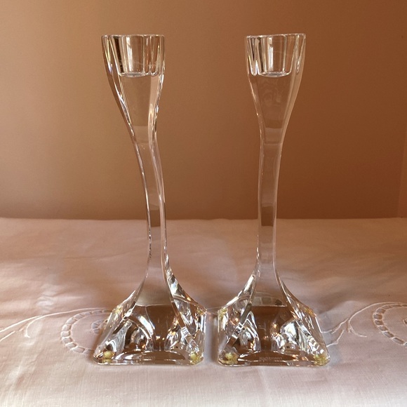 Vintage 1970 Nachtmann Crystal Candlesticks Set of 2 Signed 8” Tall NICE - Picture 3 of 9
